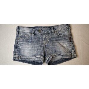 Silver Jeans Marti Distressed Stretch Denim Shorts Size 27